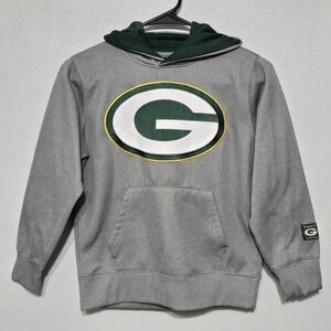 Green Bay Packers Hoodie Boys Youth Small Gray NFL Team Apparel Pullover Active